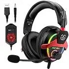 Tatybo 7.1 Casque Gaming PC PS4 PS5, USB & 3.5mm Casque Gamer pour Gaming Esport Stereo Bass avec Micro Anti Bruit pour Xbox One Switch Rouge