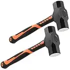 JOIKIT 2 PCS 3 Pound Sledge Hammer, Drilling/Crack Hammer with Forged Steel Head and Shock Reduction Grip, Solid Construction for Demolition Work