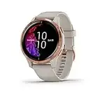 Garmin Venu, Smartwatch GPS con pantalla táctil brillante, funciones de música, control de la energía corporal, entrenamientos animados, pulsioximetría, Beige y Rose Gold