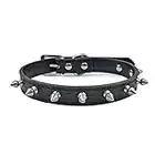 PETLESO Collar de perro de cuero Collar ajustable para mascotas Collar con púas para perros pequeños y medianos (Negro) - M