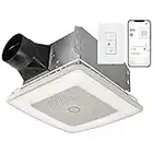 Broan-NuTone VC110CCT Sensonic Alexa Voice Controlled Smart Exhaust Fan with Dimmable LED Light and Bluetooth Speakers, 110 CFM,White, 13.25"x13.25"x5.75"