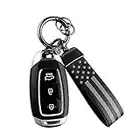 Turcee Leather American Flag Car Keychain,US Flag Car Key Fob,Zinc Alloy Anti-Lost D-ring Key Fob Keychain for Men and Women