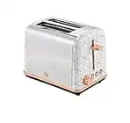 Swan Tribeca 2-Slice Toaster in White, Rose Gold Accents, High lift function, 6 browning settings, 800W, ST42010WHTN