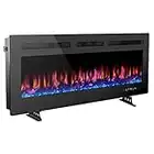 Elektrokamin mit Heizung (127CM),Homesuit Wandkamin Kaminofen Kamin 750/1500W Freistehend,Dekokamin 3D 12 Farben Flammen mit Kristall & Holzscheit-Set Fernbedienung Touchscreen 8H Timer Thermostat