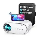 Proyector 5G WiFi Bluetooth 12000 Lúmenes Full HD 1080P WiMiUS Proyector 4K Soporte Ajuste 4D Función Zoom 50% Proyector WiFi Portátil Cine en Casa para Teléfono,TV Stick/Box,PS5 HDMI USB AV