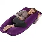 SHILINTONG Coussin de grossesse avec doublure en velours, coussin de maternité en forme de U de 70 x 130 cm pour femmes enceintes, adultes, soutien complet du corps (violet)