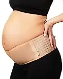 AZMED Maternity Belly Band for Pregnant Women | Pregnancy Must Haves Belly Support Band for Abdomen, Pelvic, Waist, Back Pain | Adjustable Maternity Belt | All Stages of Pregnancy & Postpartum (Beige)