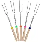 UNCO- Marshmallow Roasting Sticks, 5 Pack, 32”, Extendable Stainless Steel Smores Sticks, Campfire Sticks, Marshmallow Sticks, Hot Dog Sticks for Campfire, Roasting Sticks for Fire Pit, Smores Skewers