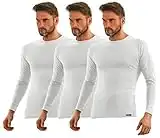 Sesto Senso Camiseta de Manga Larga Blanca Hombre Algodón 3 Pack de Camisas Ropa Interior Térmica M 3 White