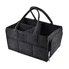 WUUDWALK Baby Windel Caddy Organizer Filztasche - Aufbewahrungstasche, Wickeltasche, Aufbewahrungskorb aus Filz, mit Reißverschlusstasche,Dunkelgrau