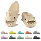 Geweo Shark Slides for Women and Men Thicken Sole Shark Slippers Sandals Super Comfy Cloud Slippers Non-Slip Shower Pillow Slides for Indoor or Outdoor Unisex Beige 11-12 Women/10-11 Men