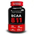 BANDINI® BCAA 8.1.1 150 comprimés - BCAA 811 Acides aminés à chaîne ramifiée, Leucine, Isoleucine, Valine avec vitamines B1 et B6 - Supplément pré et post-entraînement - 100% Vegan