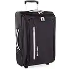 Pierre Cardin Soft Shell 22 Inch Suitcase with Wheels - Cabin Approved Jet2 EasyJet BA Luggage British Airways Fits 56x45x25 Hand Carry On | 22" 45 litres Light 2.3kg (Small, Black & Grey)