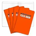 The Indestructible, Waterproof, Tearproof, Weatherproof Field Notebook - 3.5"x5.5" - Orange - Lined Memo Book - Pack of 4