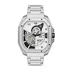 Diesel Men's 47mm Flayed Automatic Stainless Steel Mechanical Watch, Color: Silver (Model: DZ7470)