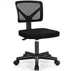 Armless Small Home Office Desk Chair, Ergonomic Low Back Computer Chair, Adjustable Rolling Swivel Task Chair with Lumbar Support for Small Space, 1 Pack, Black