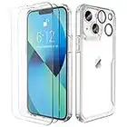 ORETECH para Funda iPhone 13, con [2x Vidrio Cristal Templado y 1x Cámara Protector de Pantalla] Suave TPU Silicona Bumper Caso Case Antichoque Anti-Arañazos Transparente para Carcasa iPhone 13, Clara