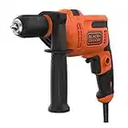 BLACK+DECKER 500 W Hammer Drill Power Tool with Side Handle , BEH200-GB