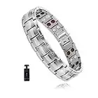 Magnetic Bracelet for Men Magnetic Therapy Bracelet Lymphatic Drainage Bracelet for Pain Relief with Size Adjuster (Silver)