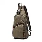 FANDARE Nuovo Monospalla Uomo Borsa di tela Zaino Monospalla Borsello da Uomo con USB Borsa a Tracolla Borsa Sportiva Sling Bag,Ciclo/viaggio/campeggio Verde