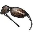 Duduma Lunettes de soleil homme polarisées Lunettes de sport peche cyclisme velo Lunettes de soleil verres polarisants pour Homme Femmes (monture noire mate/lentille marron)