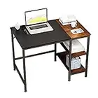 HOMEYFINE Home Office Computer Desk, Study Writing Desk with Wooden Storage Shelf, 2-Tier Industrial Morden Laptop Table with Splice Board,40 inches(Black Finish)