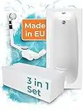 Calmwaters® Premium Badewanne Komplettset 170x75 cm Original, Made in EU, 3in1 Acryl-Badewanne mit Wannenträger & Ablaufgarnitur, Körperformbadewanne, Rechteckbadewanne 170 x 75, 200 l, Weiß