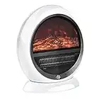 HOMCOM Freestanding Electric Fireplace Indoor Space Table Top Heater with Realistic Flame Effect, Rotatable Head, Overheating Protection, 1500W, White