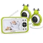 JSLBtech Baby Monitor Videocamera con Schermo LCD da 4,3",Monitoraggio della Temperatura, Visione Notturna Automatica, Funzione Interfono, Risparmio Energetico/Vox (Due Telecamere)