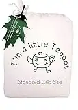 I'm A Little Teapot Organic Cotton Crib Mattress Pad - Standard Size Organic Crib Mattress Protector - Waterproof Baby Crib Mattress Cover - Soft, Durable and Hypoallergenic - Fits 28 x 52 x 9 inches