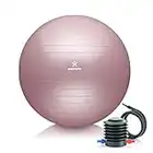 BODYMATE Gymnastikball Sitzball Trainingsball mit GRATIS E-Book inkl. Luft-Pumpe, Ball für Fitness, Yoga, Gymnastik, Core Training, für starken Rücken als Büro-Stuhl Rose 65cm