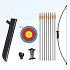 ELONG OUTDOOR Archery Set Recurve Bow and Arrow Set Kids Outdoor Youth Junior Archery Beginner Training for Teen Teams Game Gift (Includes 8 Arrows, Armguard, Quiver, Target Face, Finger Tab)