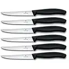 Victorinox Swiss Classic, da 6 pezzi Set di coltelli da bistecca seghettati, lavabili in lavabile, in acciaio inossidabile, colore nero