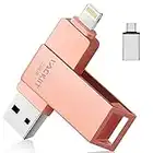 256 Go Cle USB pour iPhone Apple Certifié Lightning,Vackiit Clé USB C Photo Stick USB 3.0 Flash Drive Stockage Externe Mémoria USB pour iPhone iPad Mac iOS Android PC avec MFI Lightning,USB 3.0,Type C