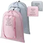 Boao 2 Pcs Travel Laundry Bag Washable Dirty Clothes Bag with Drawstring and Zipper for Suitcase, 22 x 18 Inch (Pink, Gray, Classic)