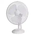 Russell Hobbs 12" Inch, Lightweight, Portable Desk Fan, 3 Speeds, Wide-Angled Oscillation, Powerful Airflow, Quiet Operation, Perfect for Bedroom or Office, White - RHPDF1221