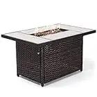 Grand Patio Outdoor Gas Fire Pit Table, 43 Inch 50,000 BTU Rectangle Patio Propane Fire Pit Table with Ceramic Tile Top and Resin Wicker Base, Rectangle