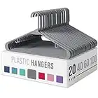 Plastic Clothes Hangers Heavy Duty - Durable Coat and Clothes Hangers - Lightweight Space Saving Laundry Hangers - Perfect Dorm Room Essentials for College Students Guys, Boys or Girls - 20 Pack Grey