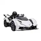 Aosom 12V Electric Ride-on Car, Licensed Lamborghini V12 Vision Gran Turismo Battery-Powered Ride-on Toy with Remote Control, Bluetooth, Music, LED Lights, for 3-6 Year Old Boys and Girls, White