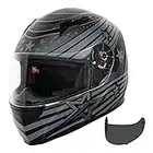 VCAN VX - Casco ligero de cara completa para motocicleta con visera extra tintada DOT y ECE 22.05 aprobado (galaxia negra mate, mediana)