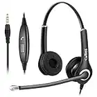 PC Headset Handy für Smartphone Computer Laptop, 3,5mm Klinke Kopfhörer Handy mit Mikrofon für iPhone Samsung Skype Business Office Call Center, Kristallklar Chat, Super Leicht, Ultra Komfort