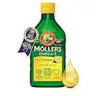 Möller's Omega 3 Lebertran Öl | Nordic Omega 3 Nahrungsergänzung mit EPA, DHA, Vitamin A, D, E | Superior Taste Award | Hochreiner natürlicher Lebertran | 165 Jahre alte Marke | Zitrone | 250 ML