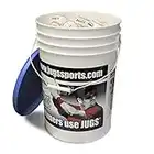 Jugs Bucket of Youth League Pearl Baseballs - (4 Dozen) Leather Pitching Machine Baseballs and a Pujols Bucket with Lid