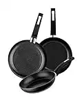 BRA Set de 3 sartenes de aluminio forjado con antiadherente, 18-22-26 cm, aptas para todo tipo de cocinas incluida inducción y vitrocerámica, Color Negro [Exclusiva Amazon]