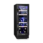 KLARSTEIN Vinoteca, Nevera para Vinos con 2 Zonas Refrigeración, Botellero Puerta Cristal para Vino, Proseco, Expositor Interior y Exterior, Panel Táctil, 53 L., Vinoteca Capacidad 17 Botellas