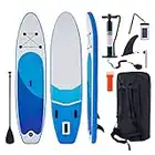 ZELUS Stand Up Paddle Board for Adults, 10.6ft 3.2m Inflatable SUP Board with Adjustable Paddle, 11cm Rocker 2+1 Hybrid Paddle Board Kit with Air Pump Waterproof Bag Ankle Leash, Blue