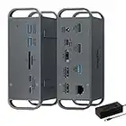 Estación de Acoplamiento para portátil Dual Monitor, USB C Dock Triple Display con 2HDMI,Displayport, Ethernet, 3 Puertos USB 3.2 GEN2, Adaptador DC de 65W para portátiles DELL/HP/Lenovo/Mac Type C