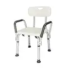 Bonnlo 450LBS Shower Chair, Bath Chair with Back &Arms, Transfer Bench Stool,Medical Safety Bench.Aluminum Alloy Non-Slip Adjustable Height