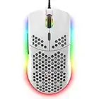 Hoopond ZIYOULANG Mouse da gioco cablato, mouse a nido d'ape leggero 69G con 6400 DPI, mouse da gioco USB programmabile a 6 pulsanti, per giocatori PC e utenti Xbox e PS4(bianco)