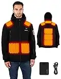 DOACE Heated Jacket Soft Shell for Men Women, Heated Jacket Warm Coat with 12V 14400mAh Battery Pack, 2XL